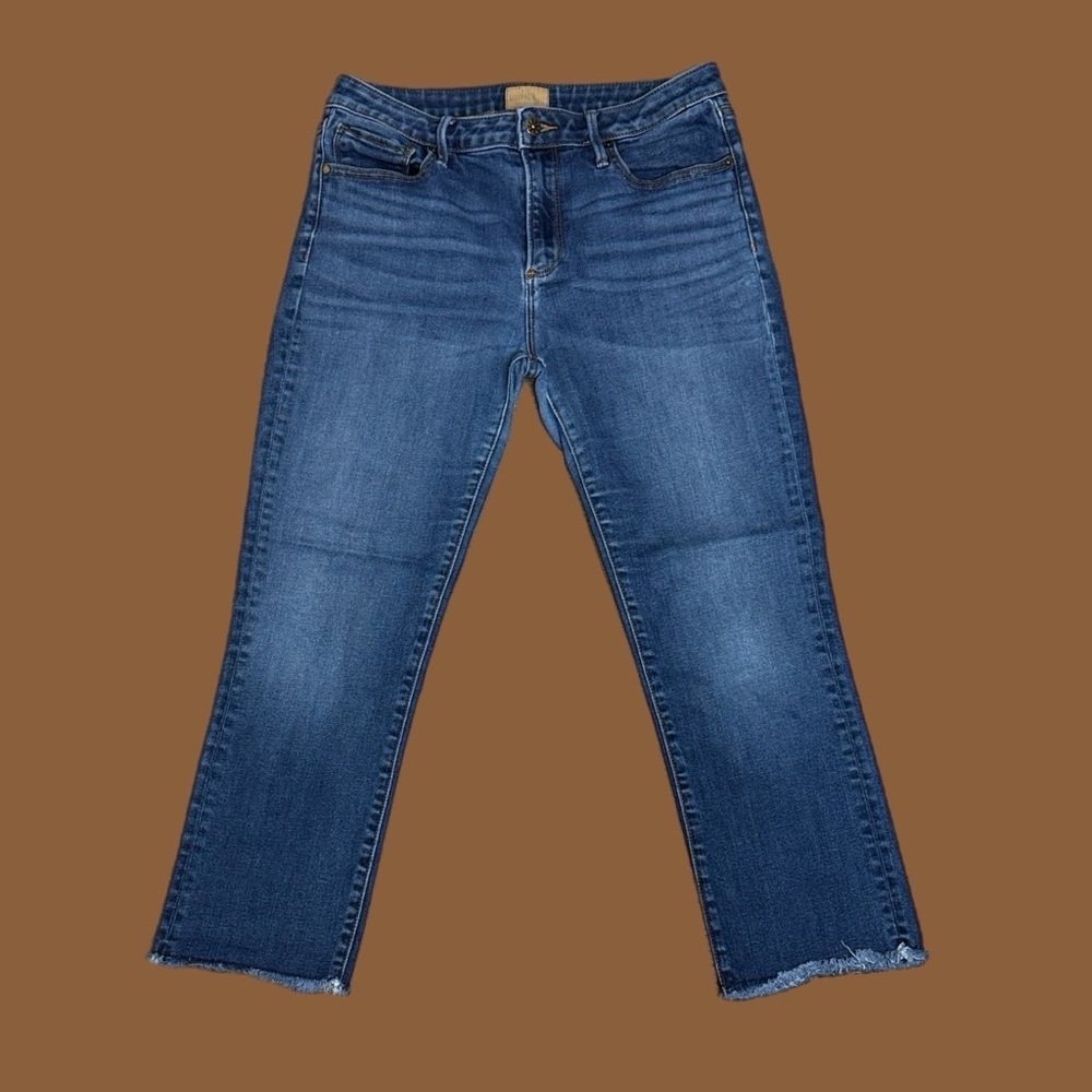 Driftwood Candace Mid-Rise Classic Fit Jeans Frayed Hem Blue Sz 29